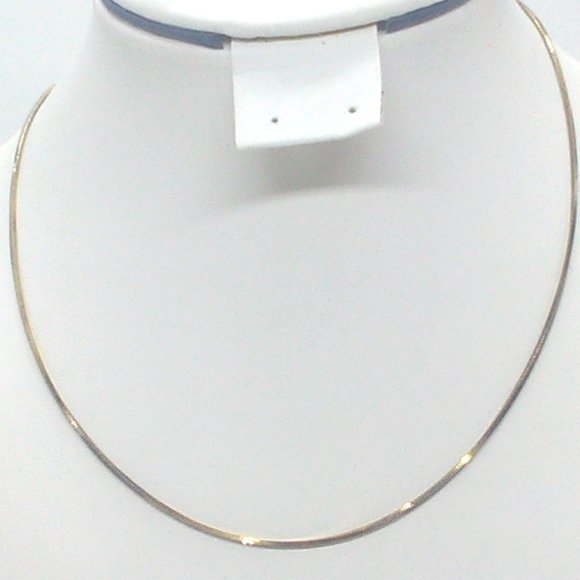 Vintage DANECRAFT 16" Gold Sterling Silver Flat Snake Chain Necklace Italy Signe - Picture 1 of 7